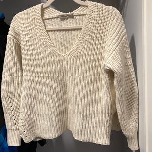 Everlane texture V neck cotton sweater.